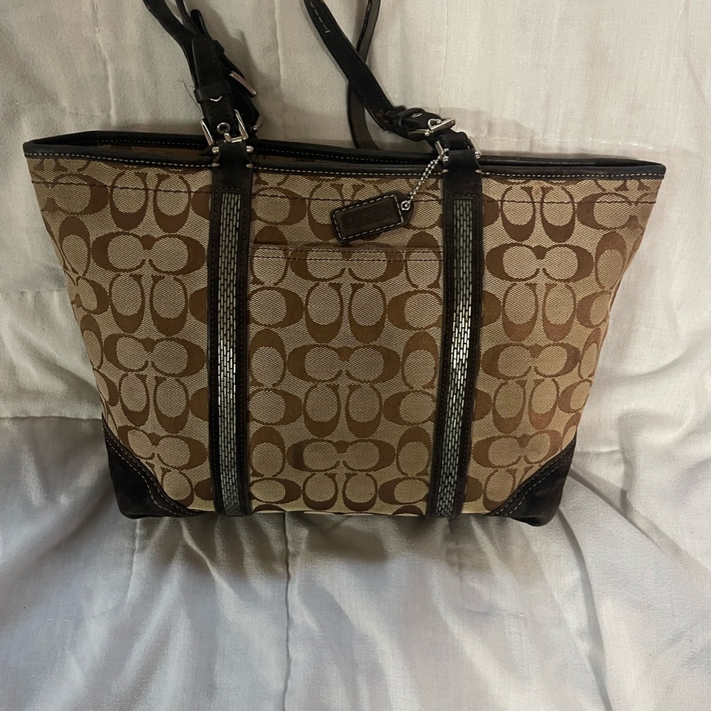 Coach Signature Brown and Black Tote Bag